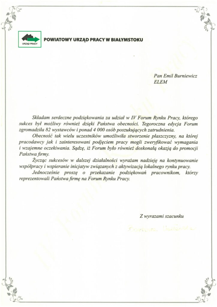 Podziękowania PUP